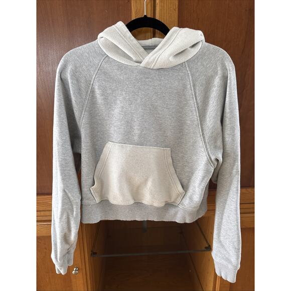 aerie Tops - Aerie Womens Gray/White Cropped Hoodie Sweatshirt Pullover W/Pocket Size XS